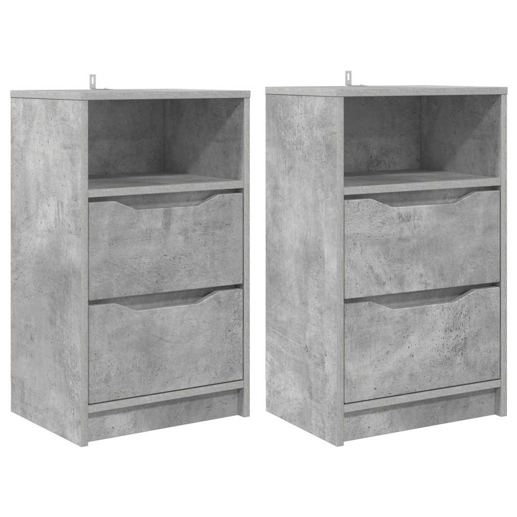 Comodini con cassetto 2 pcs Grigio cemento 40 x 30 x 467 cm | homemem39