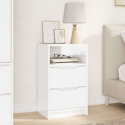 Comodino Bianco Lucido 40 x 30 x 467 cm Legno multistrato | homemem39