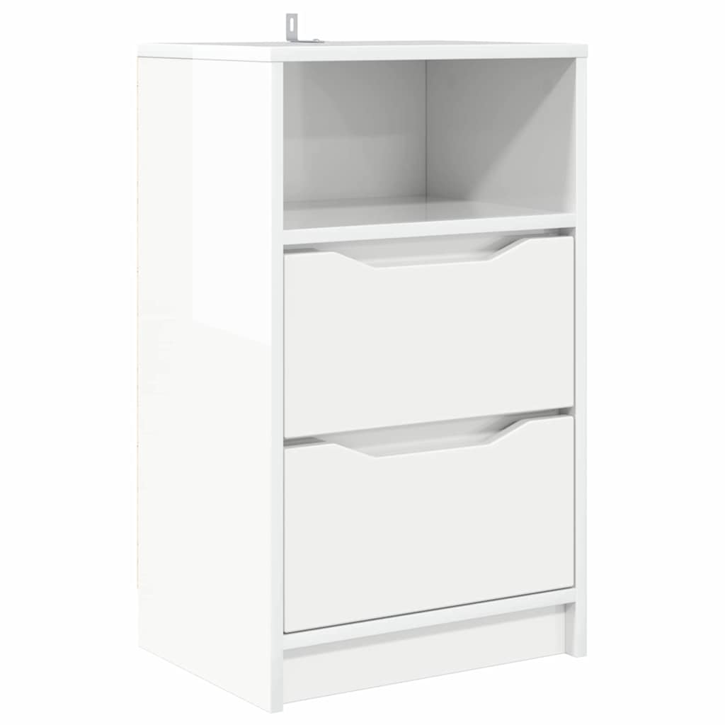 Comodino Bianco Lucido 40 x 30 x 467 cm Legno multistrato | homemem39