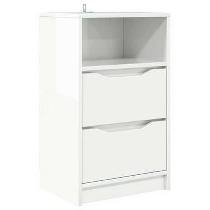 Comodino Bianco Lucido 40 x 30 x 467 cm Legno multistrato | homemem39