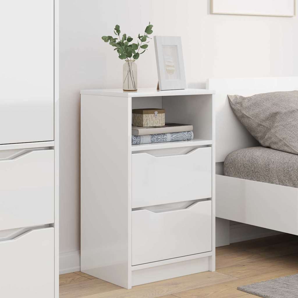 Comodini 2 pcs Bianco Lucido 40 x 30 x 467 cm Legno multistrato | homemem39