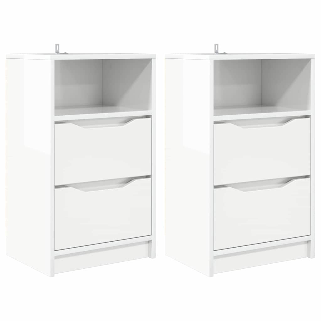 Comodini 2 pcs Bianco Lucido 40 x 30 x 467 cm Legno multistrato | homemem39