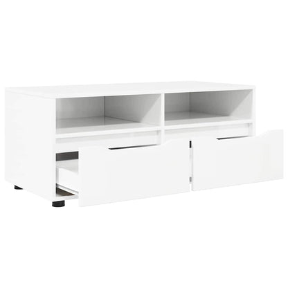 Mobile TV Bianco Lucido 100 x 48 x 43 cm Legno multistrato