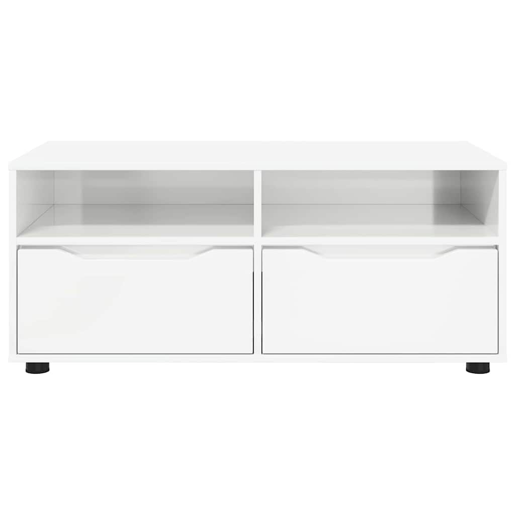 Mobile TV Bianco Lucido 100 x 48 x 43 cm Legno multistrato