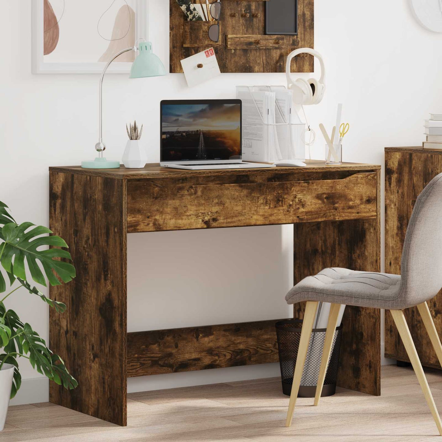 Scrivania con cassetto Quercia Affumicata 100 x 50 x 78 cm | homemem39