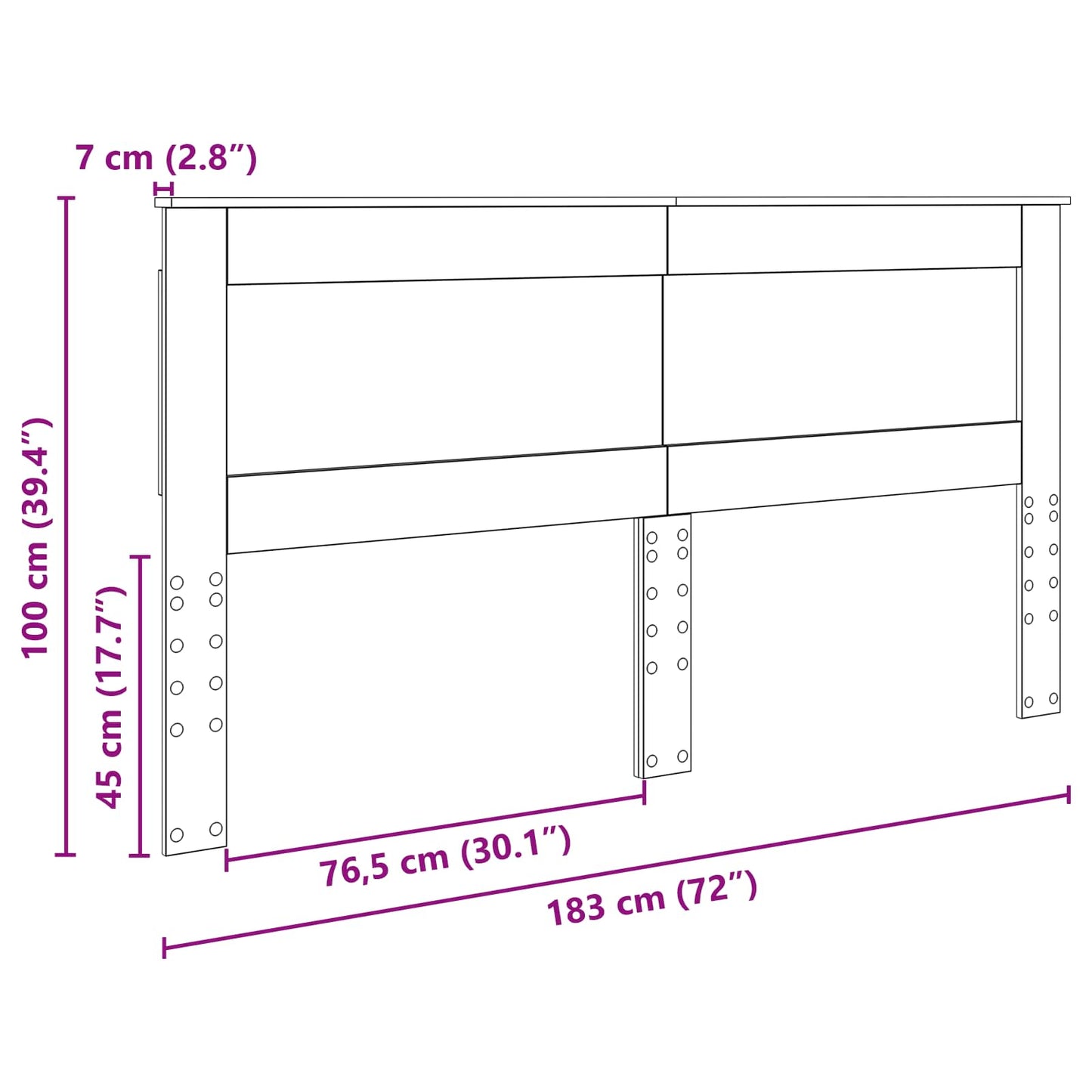 Testiera con testiera Grigio cemento 180 cm Legno multistrato | homemem39