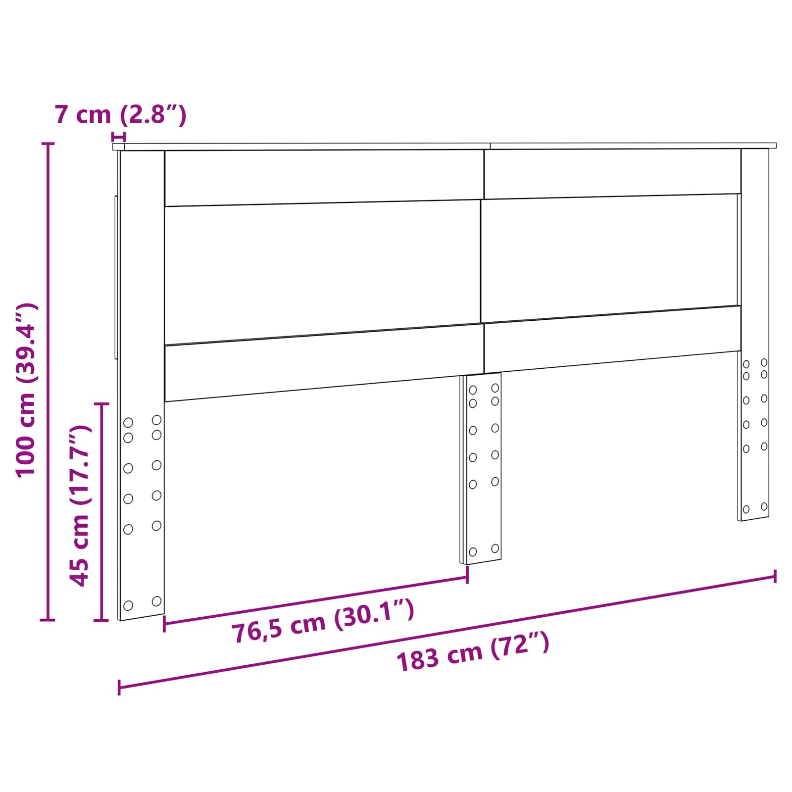 Testiera con testiera Legno vecchio 180 cm Legno multistrato | homemem39