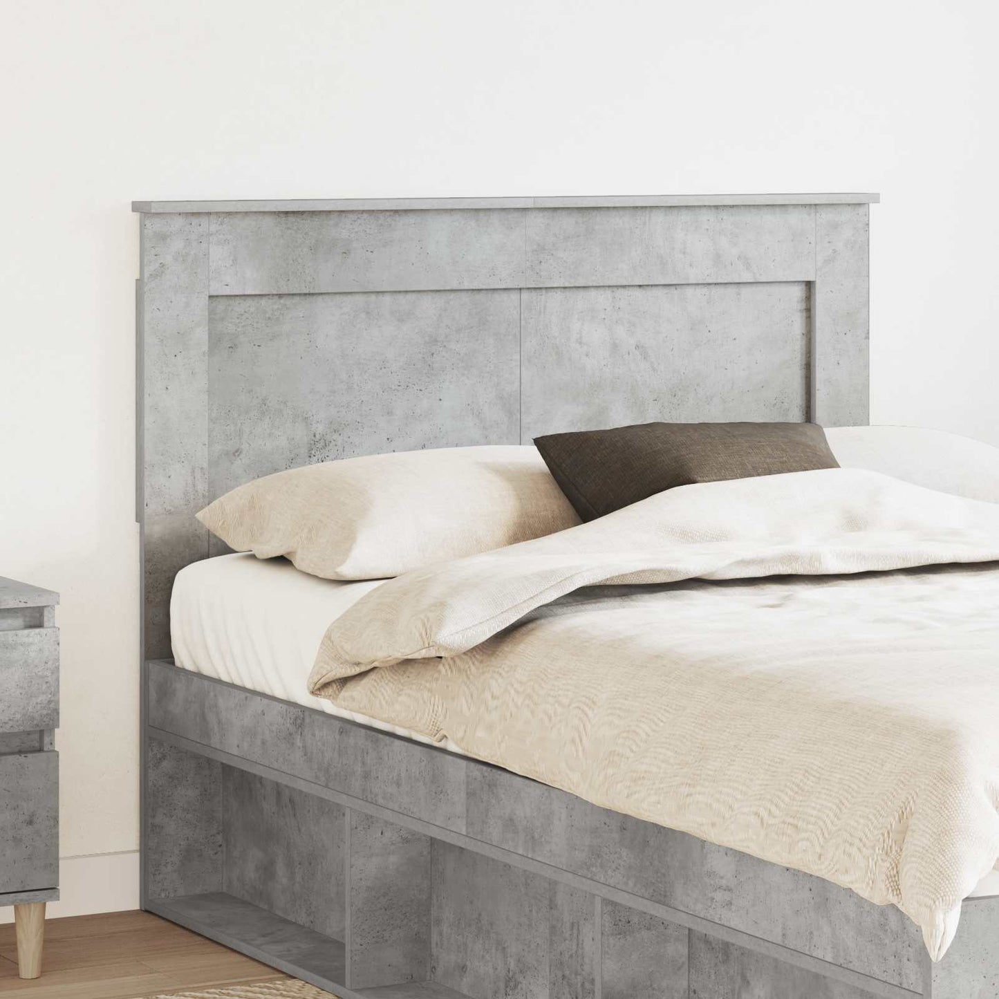Testiera con testiera Grigio cemento 135 cm Legno multistrato