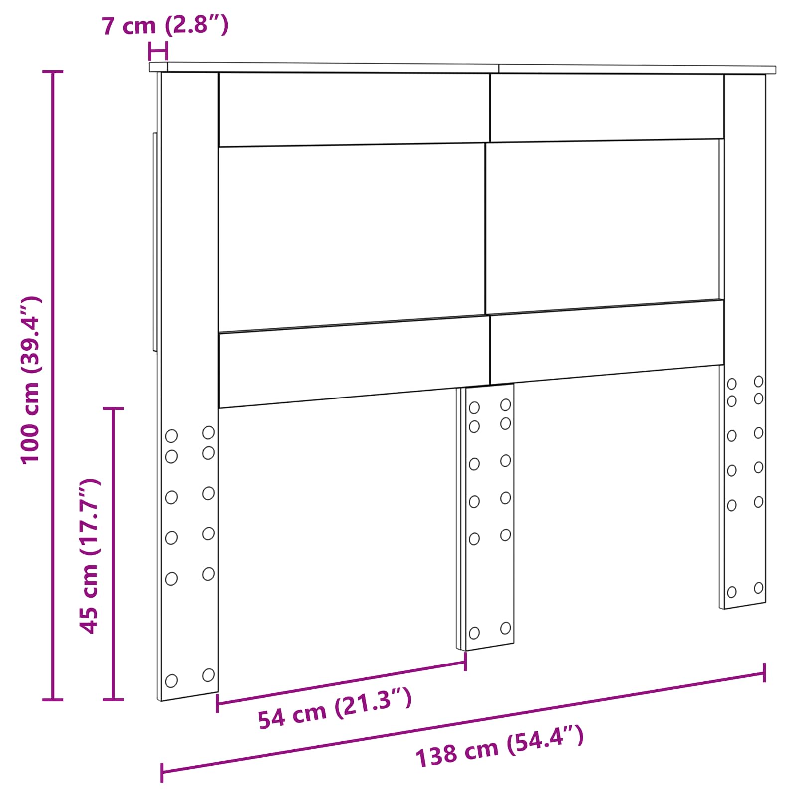 Testiera con testiera Grigio cemento 135 cm Legno multistrato | homemem39