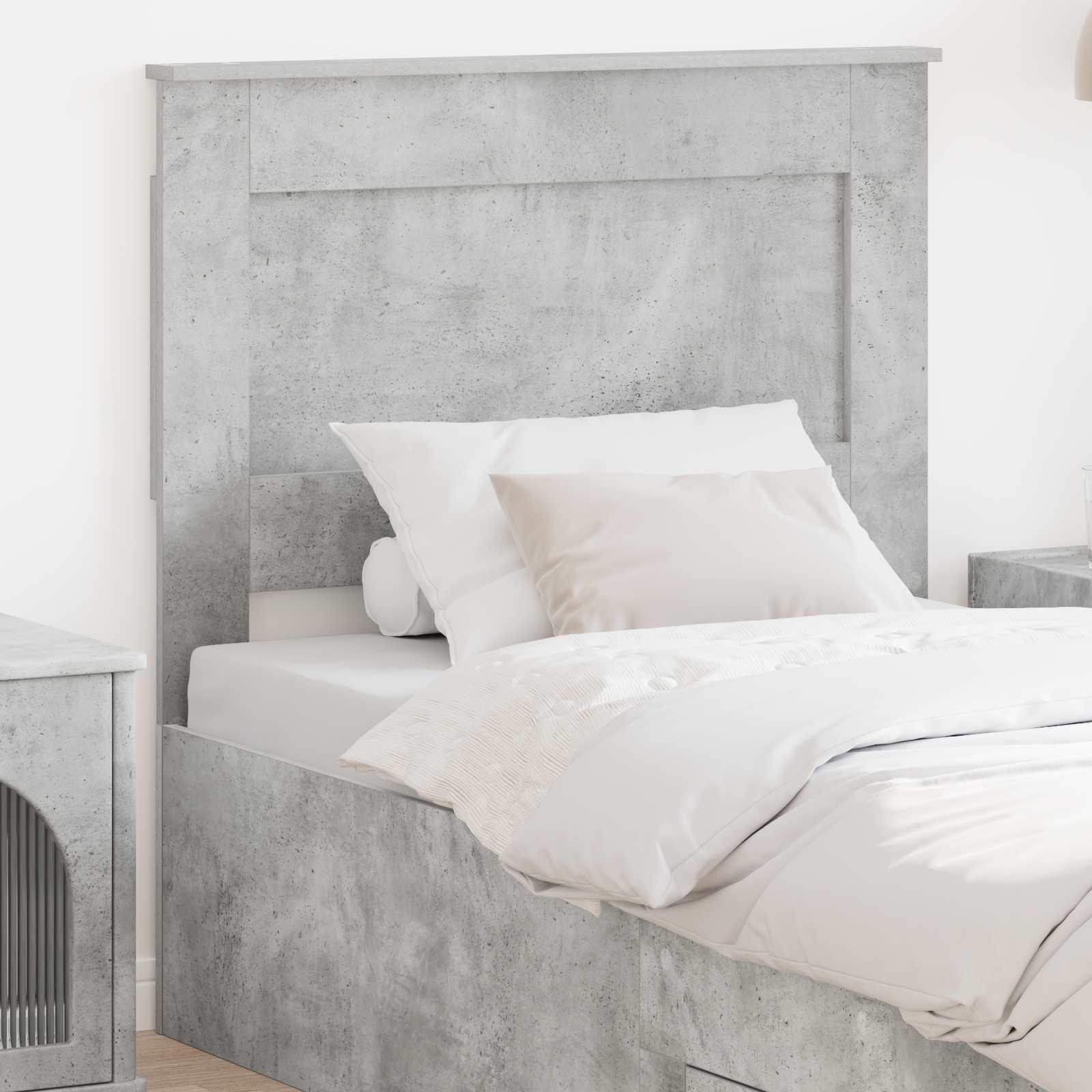 Testiera con testiera Grigio cemento 90 cm Legno multistrato | homemem39