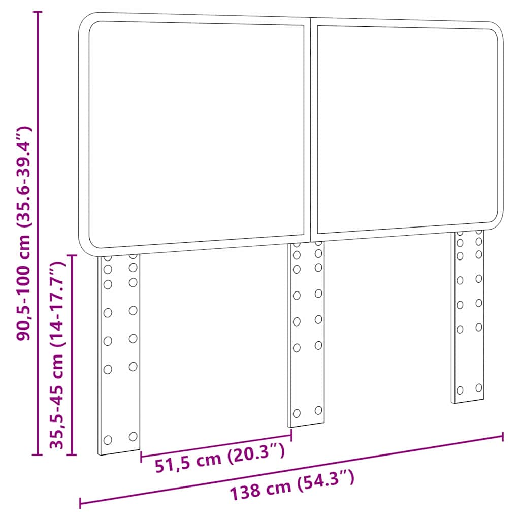 Testiera con testiera Grigio Sonoma 135 cm Legno multistrato