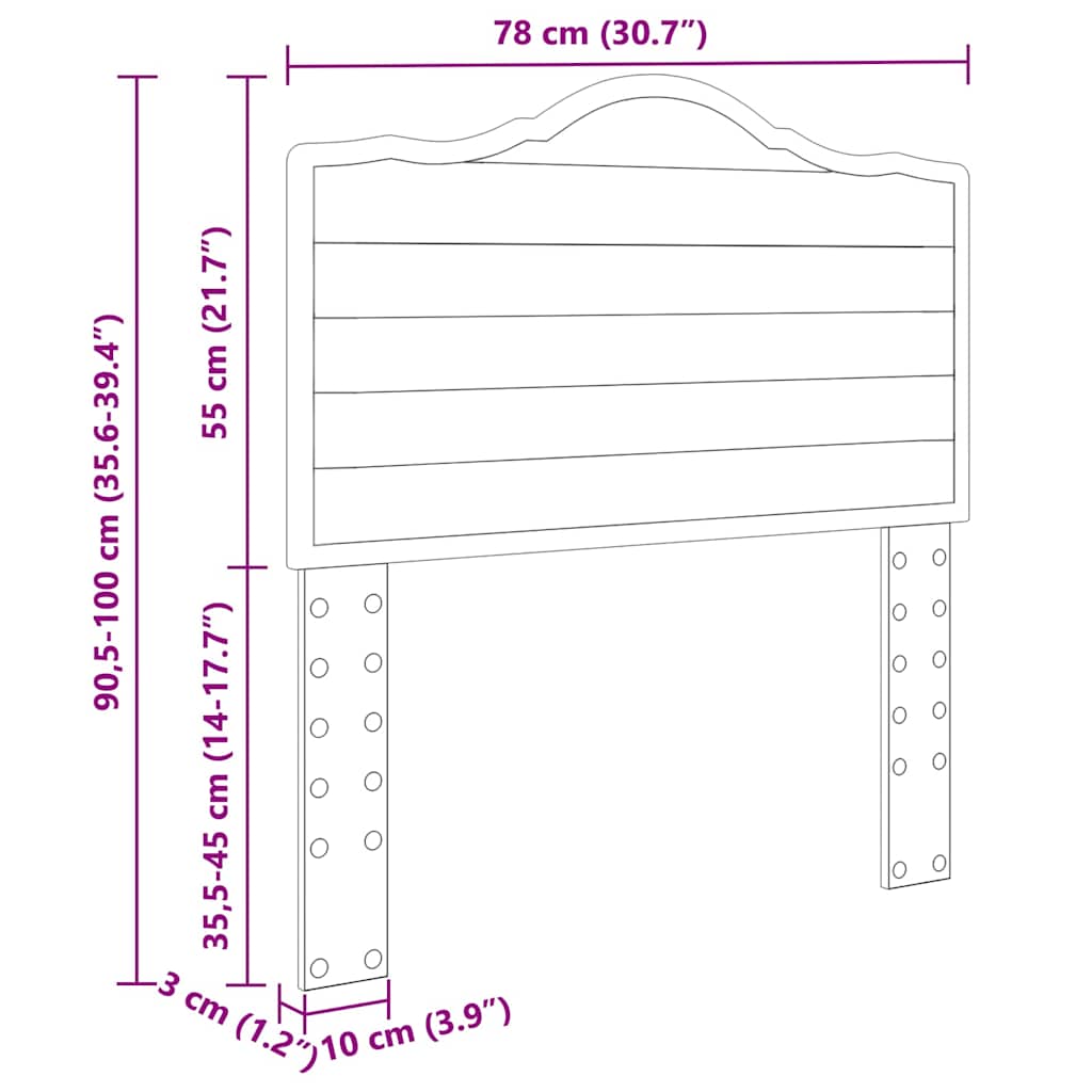 Testiera con testiera Grigio Sonoma 75 cm Legno multistrato