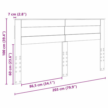 Testiera con testiera Grigio Sonoma 200 cm Legno multistrato