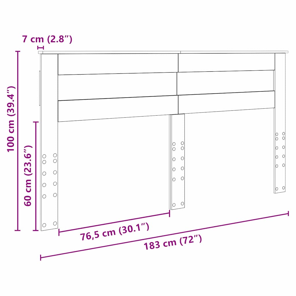 Testiera con testiera Grigio cemento 180 cm Legno multistrato