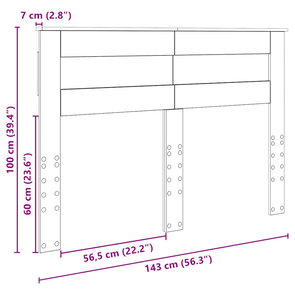 Testiera con testiera Grigio Sonoma 140 cm Legno multistrato