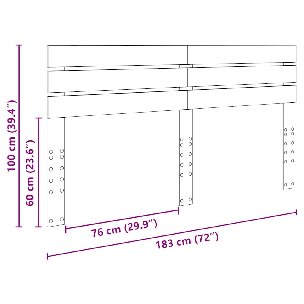 Testiera con testiera Grigio cemento 180 cm Legno multistrato