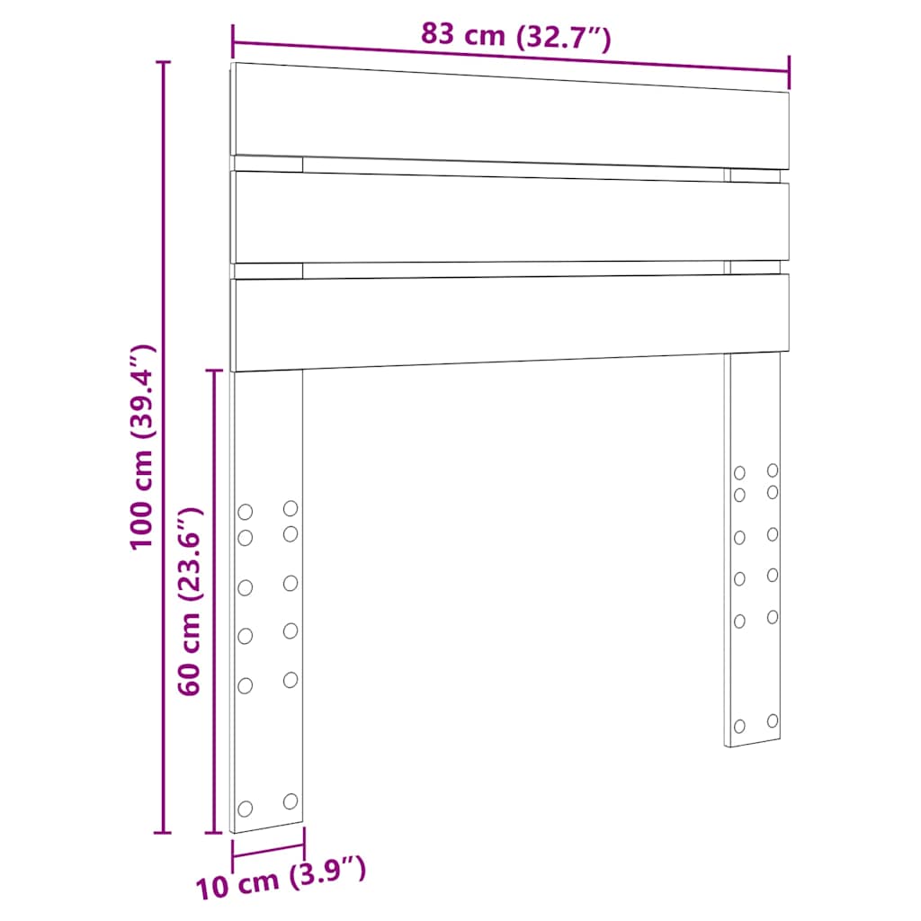 Testiera con testiera Grigio cemento 80 cm Legno multistrato