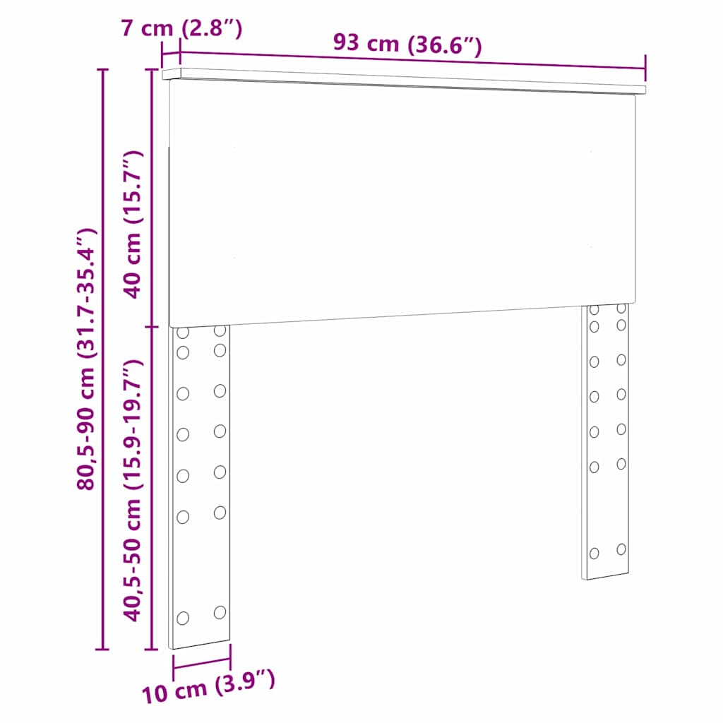 Testiera con testiera Rovere Nero 90 cm Legno multistrato