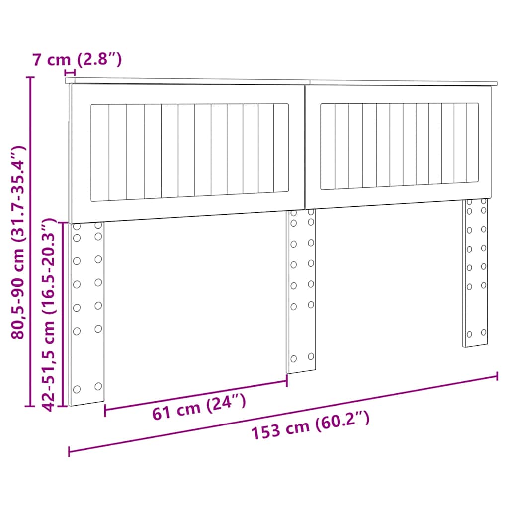 Testiera con testiera Grigio Sonoma 150 cm Legno multistrato