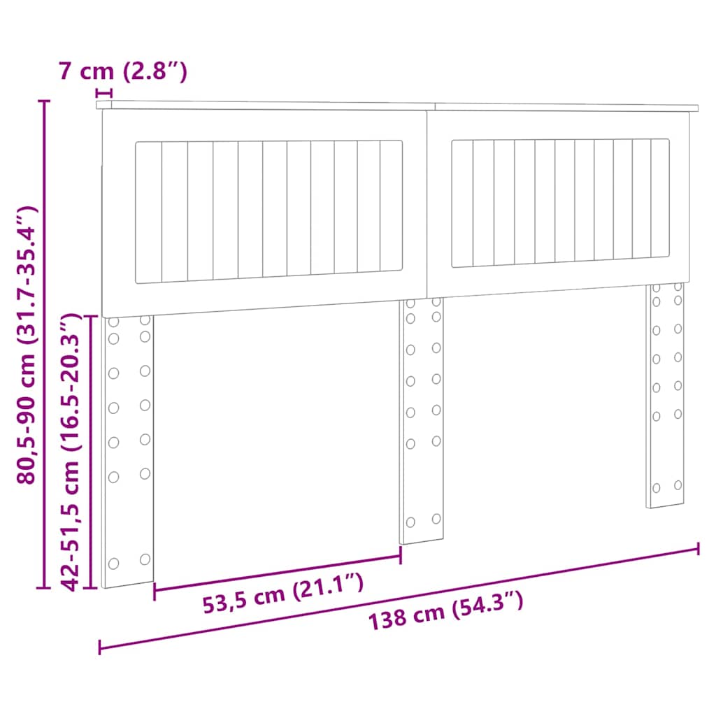 Testiera con testiera Rovere fumé 135 cm Legno multistrato