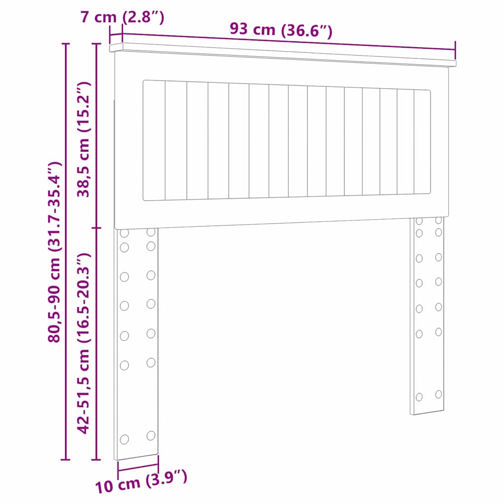 Testiera con testiera Grigio Sonoma 90 cm Legno multistrato