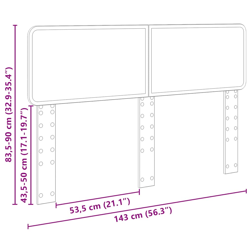 Testiera con testiera Grigio cemento 140 cm Legno multistrato