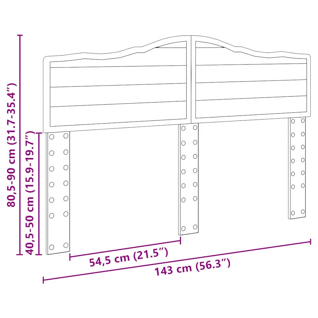 Testiera con testiera Grigio cemento 140 cm Legno multistrato