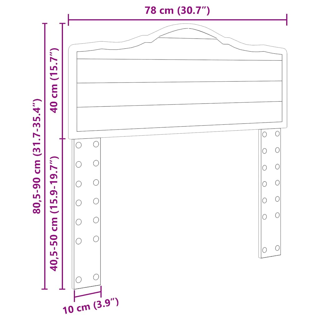 Testiera Rovere artigianale 75 cm Legno multistrato