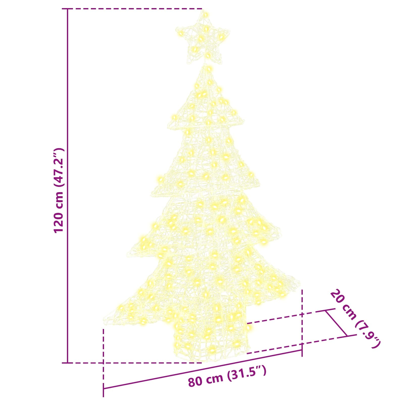 Albero di Natale con 100 LED Bianco caldo 120 cm Acrilico | homemem39