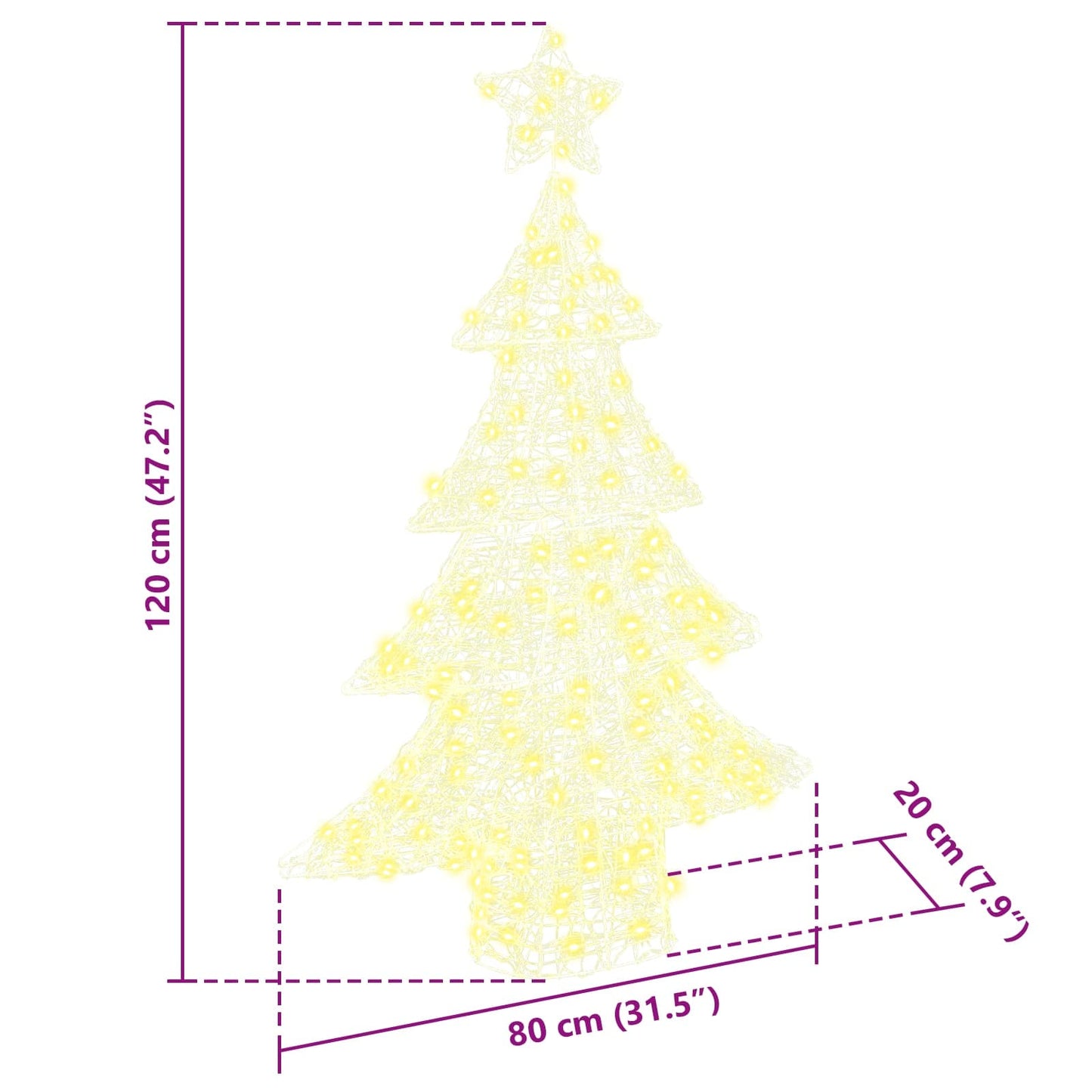 Albero di Natale con 100 LED Bianco caldo 120 cm Acrilico | homemem39