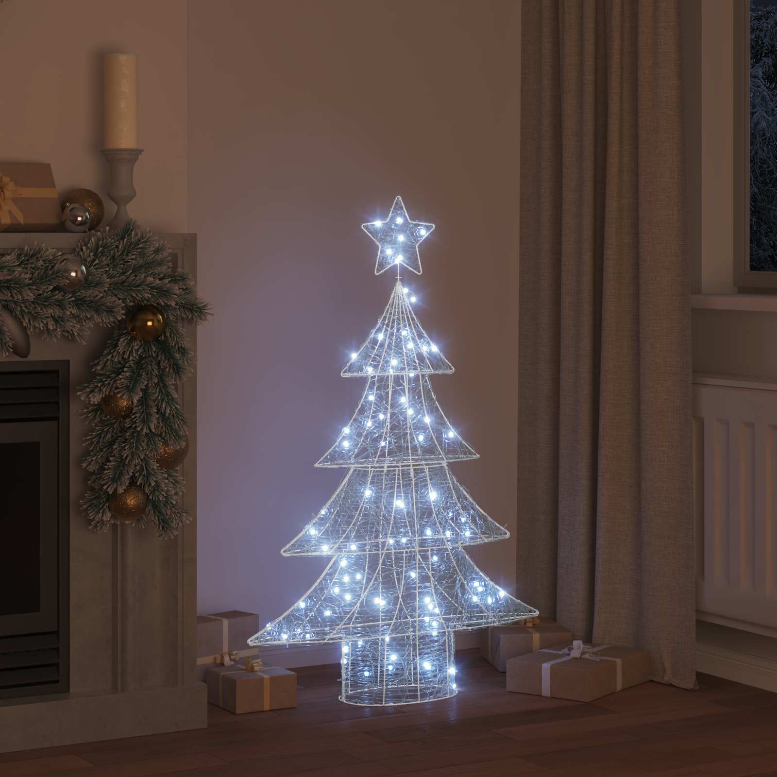 Albero di Natale con 100 LED Bianco freddo 120 cm Acrilico | homemem39