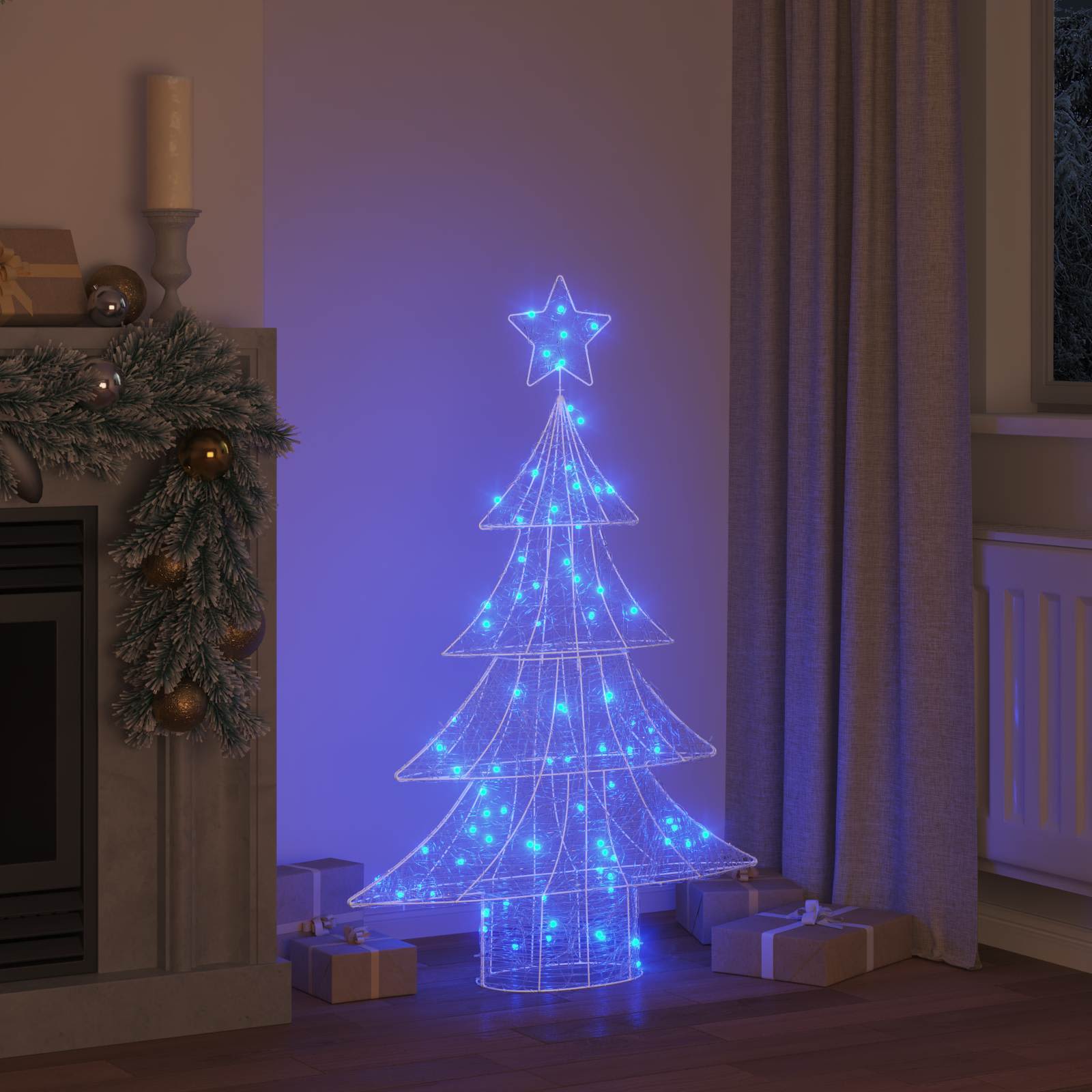 Albero di Natale con 100 LED Blu 120 cm Acrilico | homemem39