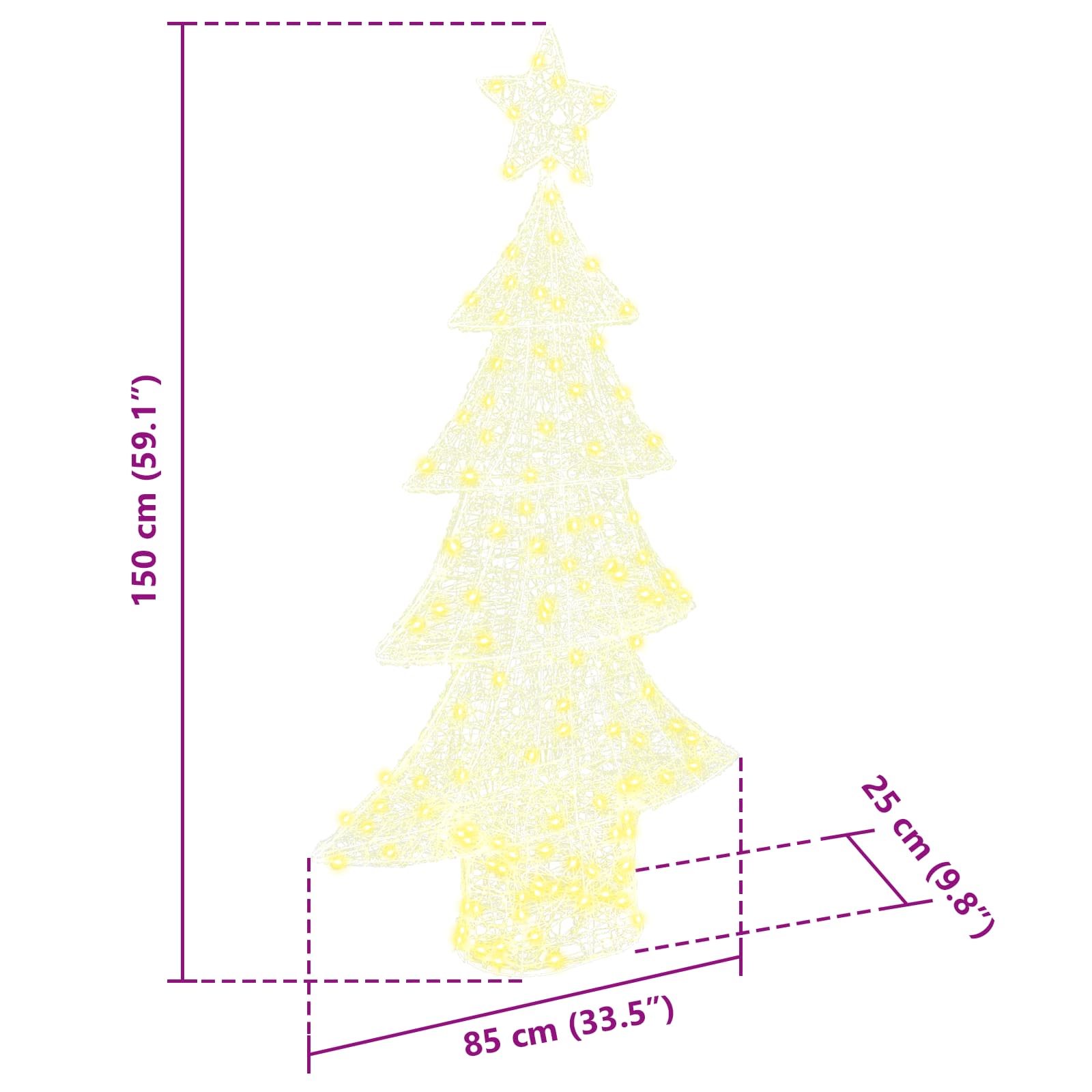 Albero di Natale con 160 LED Bianco caldo 150 cm Acrilico | homemem39