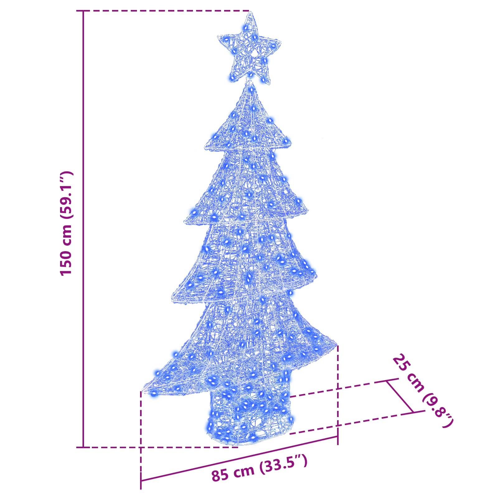 Albero di Natale con 160 LED Blu 150 cm Acrilico | homemem39