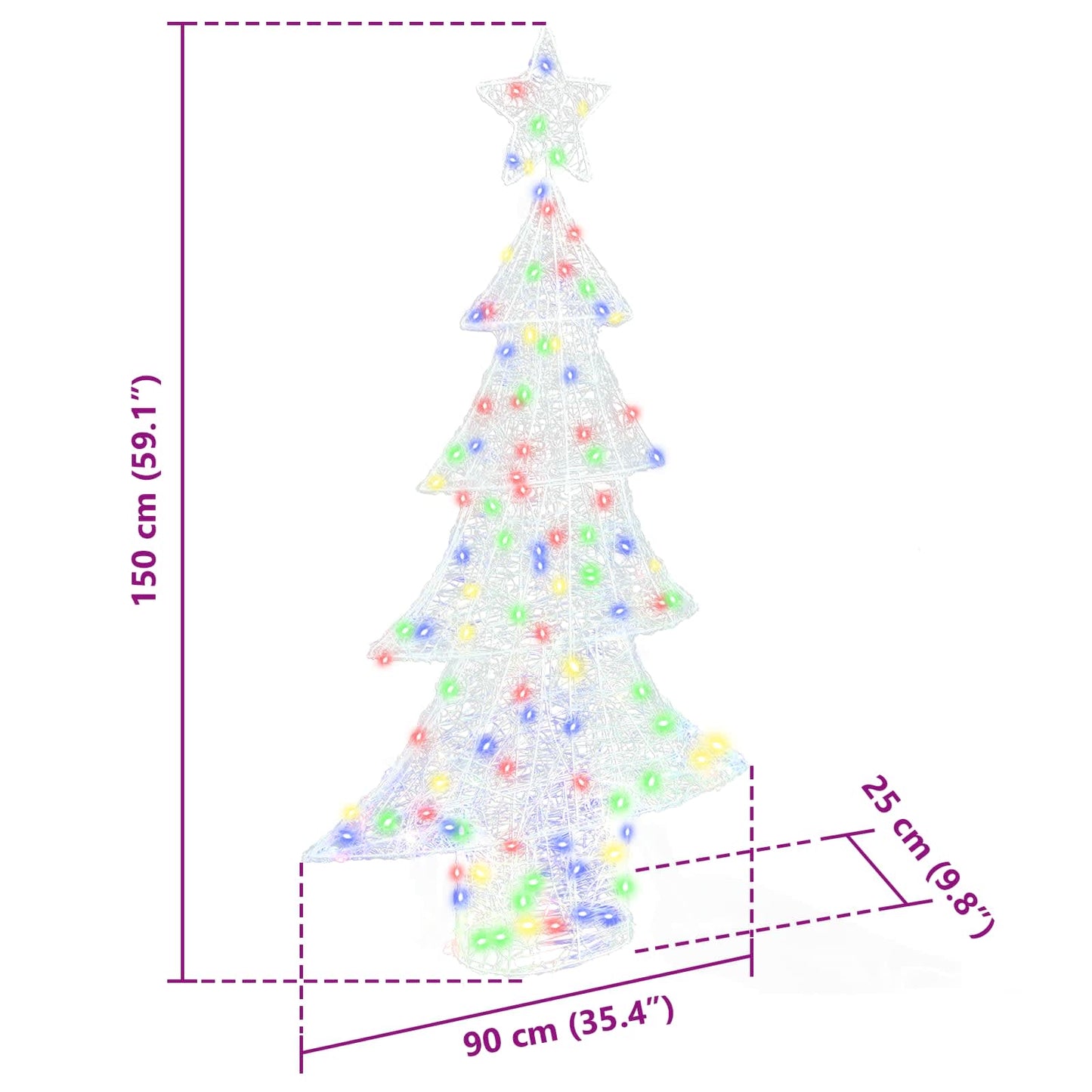 Albero di Natale con 160 LED Multicolore 150 cm Acrilico | homemem39