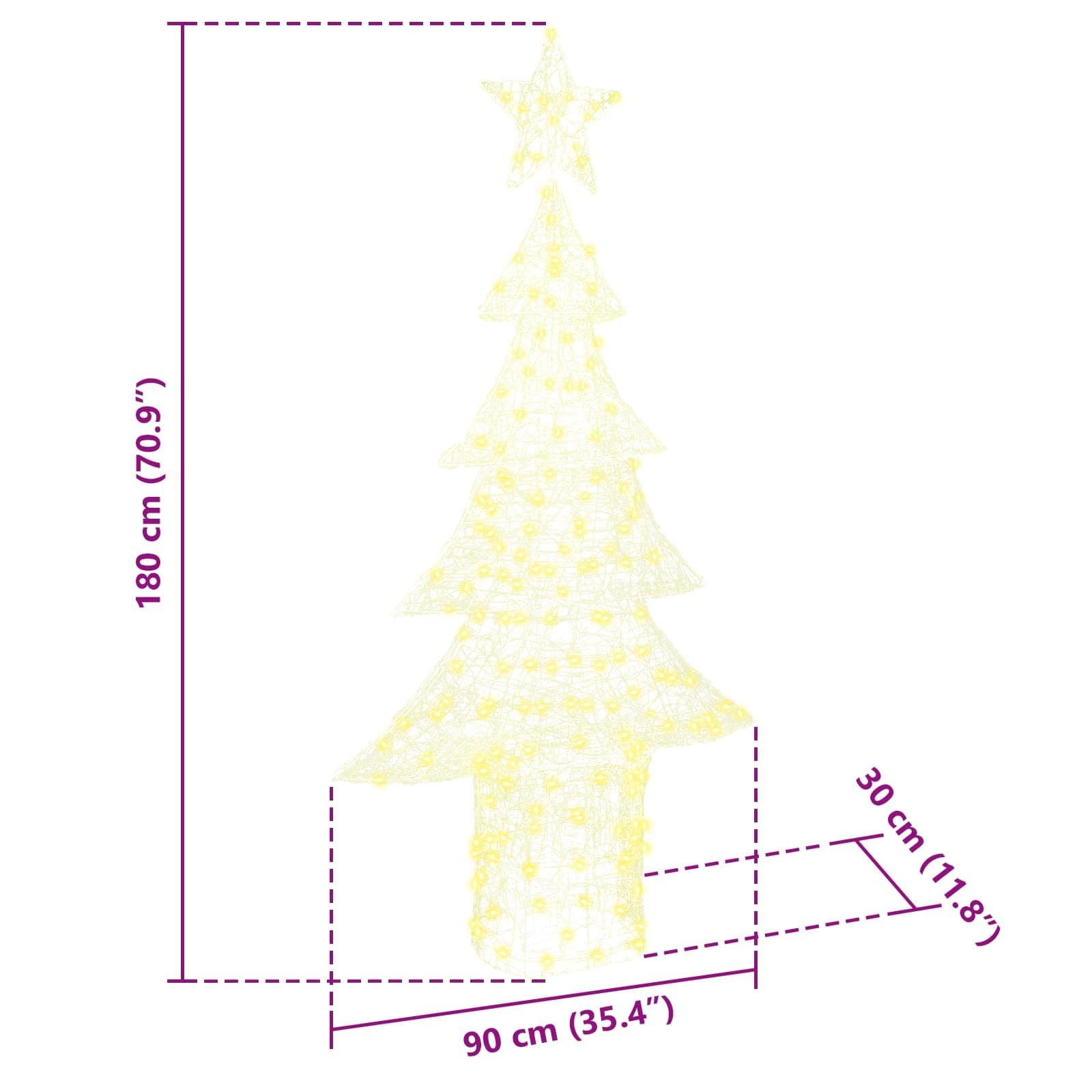Albero di Natale con 240 LED Bianco caldo 150 cm Acrilico | homemem39