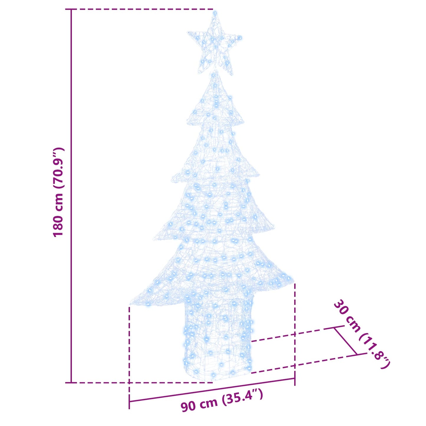 Albero di Natale con 240 LED Bianco freddo 180 cm Acrilico | homemem39