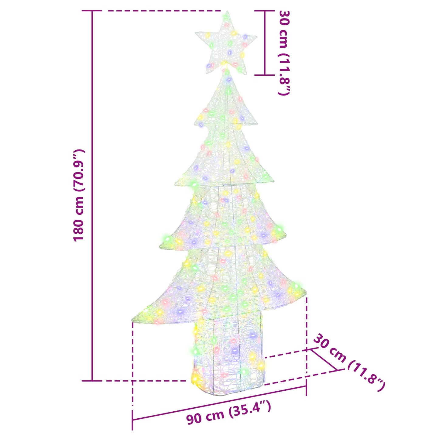 Albero di Natale con 240 LED Multicolore 180 cm Acrilico | homemem39