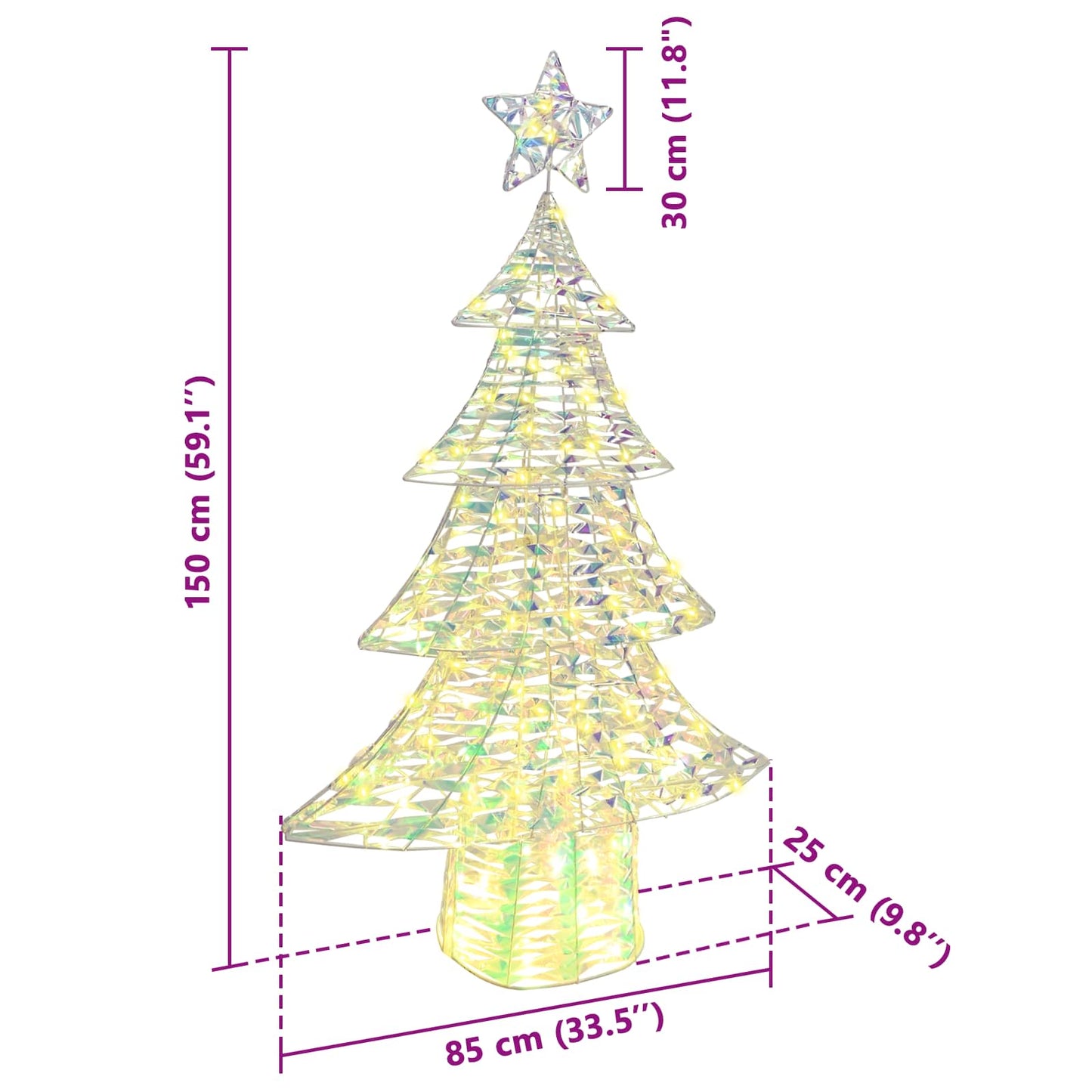 Albero di Natale con 160 LED Bianco caldo 150 cm PET | homemem39