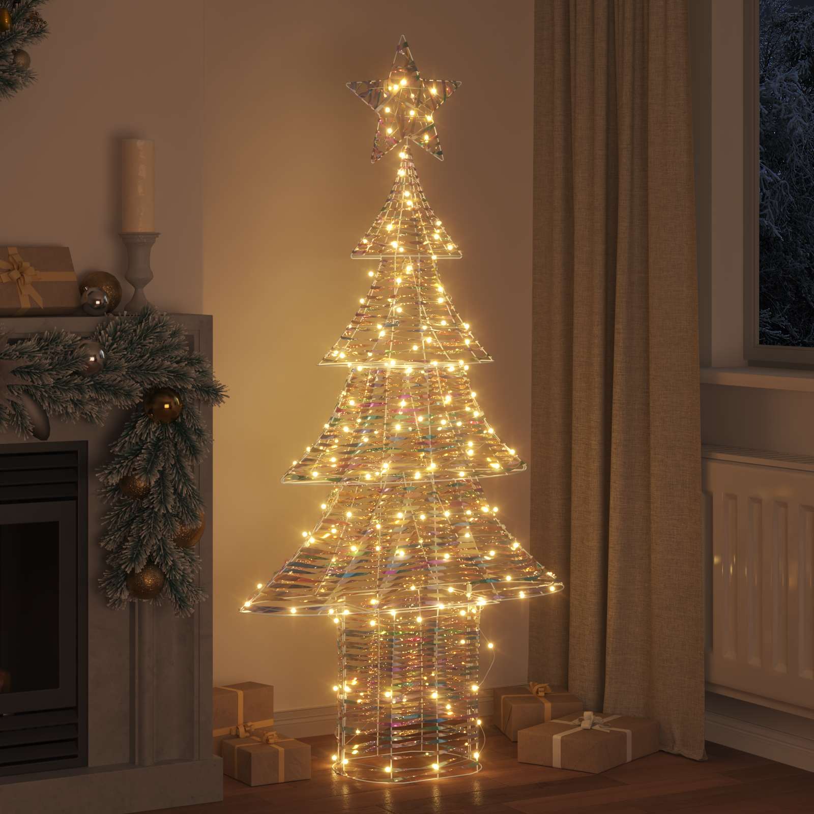 Albero di Natale con 240 LED Bianco caldo 181 cm PET | homemem39