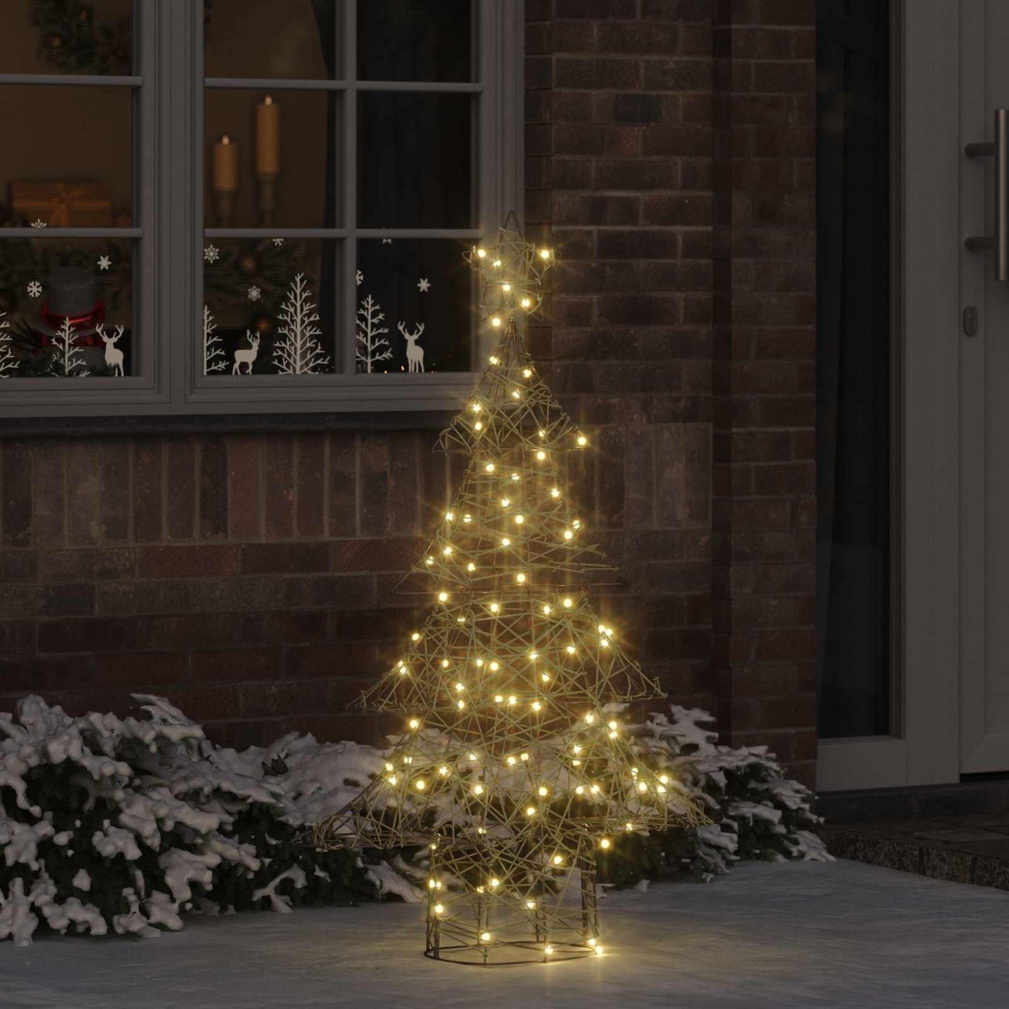 Albero di Natale con 120 LED Bianco caldo 150 cm Rattan | homemem39