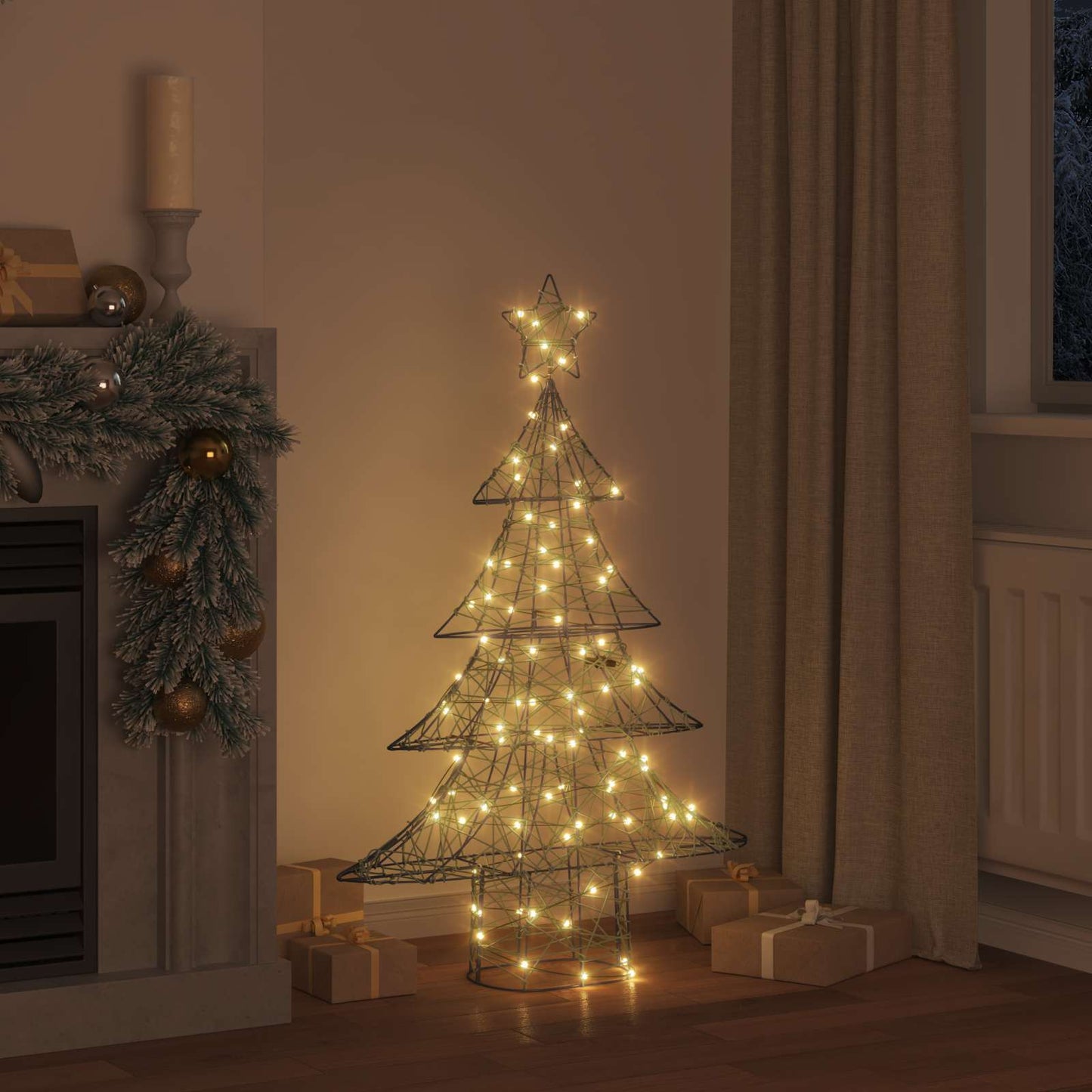 Albero di Natale con 120 LED Bianco caldo 150 cm Rattan | homemem39