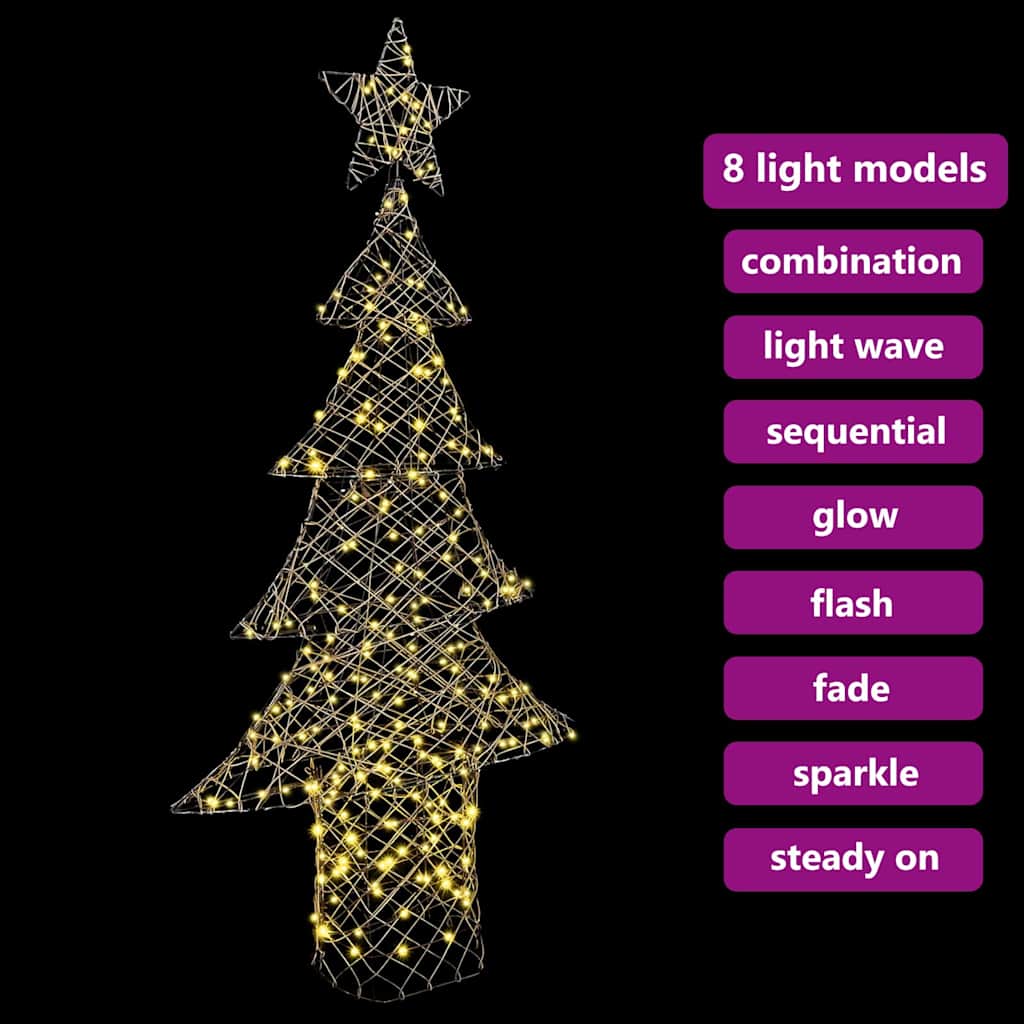 Albero di Natale con 240 LED Bianco caldo 180 cm Rattan | homemem39