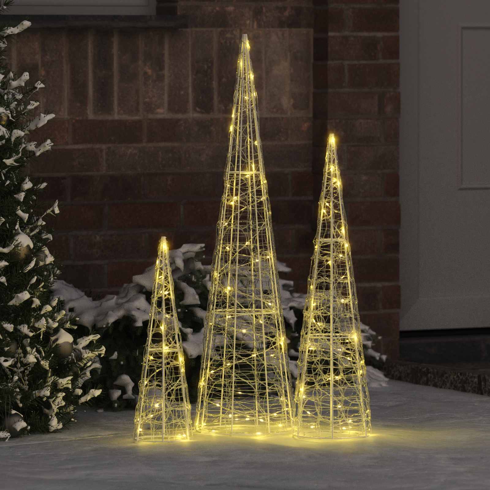 Albero di Natale 3 pcs Bianco caldo 20 x 20 x 80 cm Acrilico | homemem39
