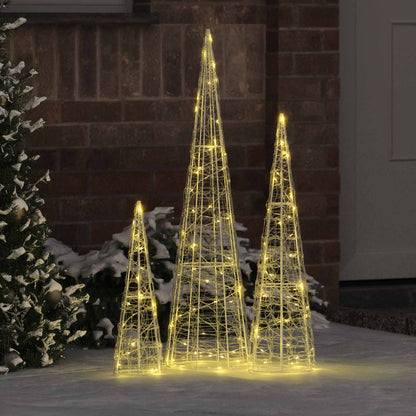 Albero di Natale 3 pcs Bianco caldo 20 x 20 x 80 cm Acrilico | homemem39