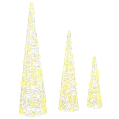 Albero di Natale 3 pcs Bianco caldo 20 x 20 x 80 cm Acrilico | homemem39