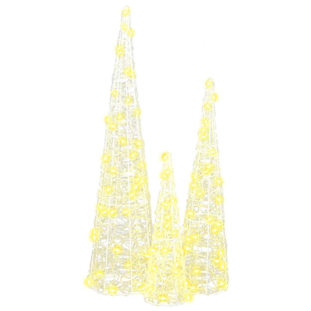 Albero di Natale 3 pcs Bianco caldo 20 x 20 x 80 cm Acrilico | homemem39