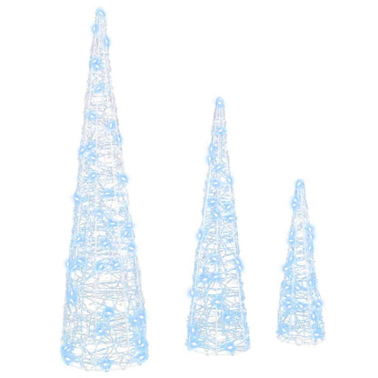 Albero di Natale 3 pcs Bianco freddo 20 x 20 x 80 cm Acrilico | homemem39