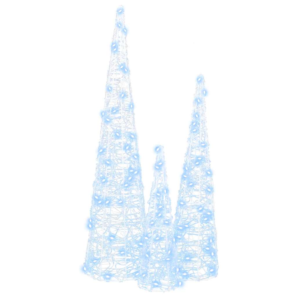 Albero di Natale 3 pcs Bianco freddo 20 x 20 x 80 cm Acrilico | homemem39