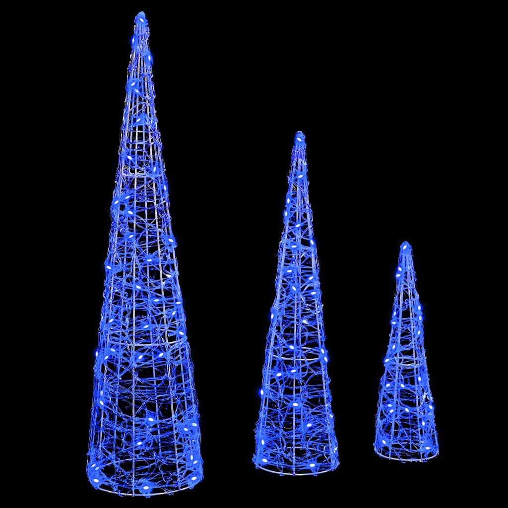 Albero di Natale con 90 LED 3 pcs Blu 20 x 20 x 80 cm Acrilico | homemem39